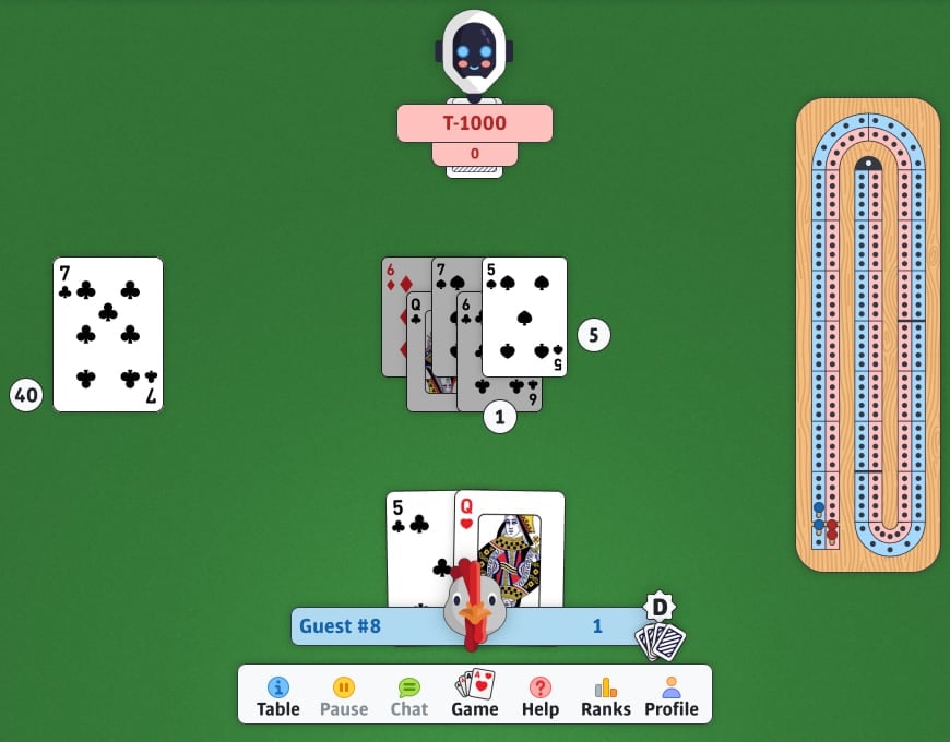 Play free Cribbage online - Cribbage card game screenshot