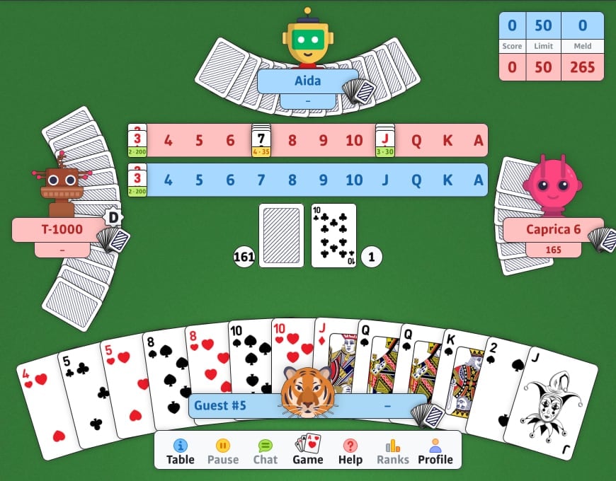 Play free Hand & Foot online - Hand & Foot card game screenshot